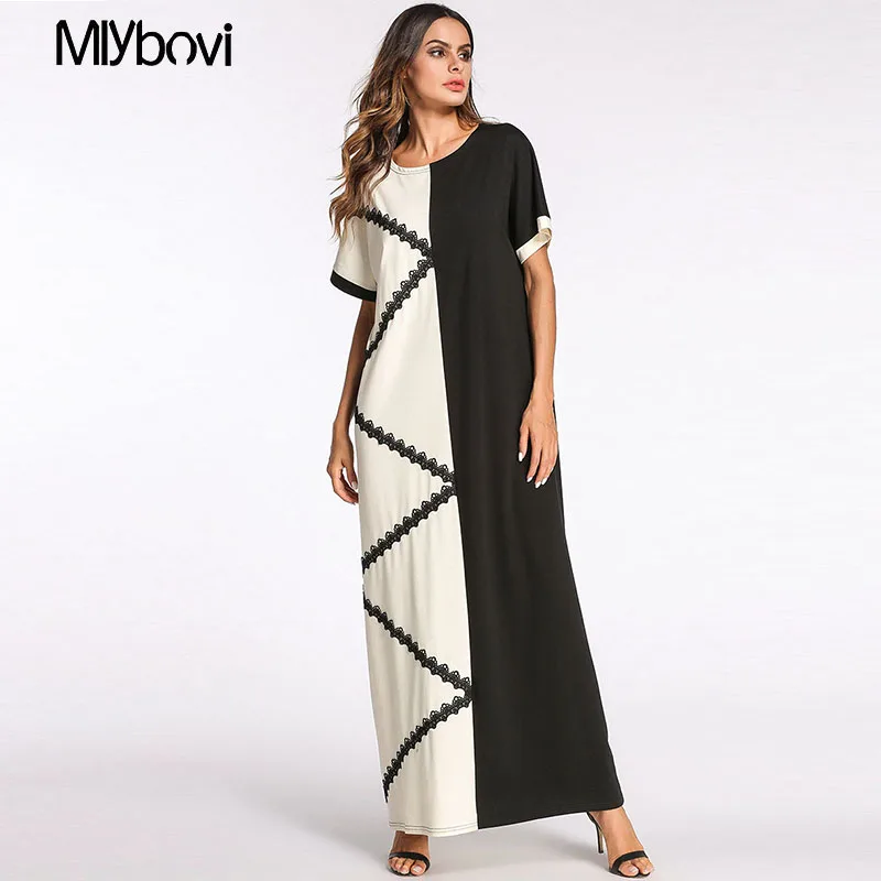 Женское платье макси с коротким рукавом большие размеры для мусульман на Ближнем