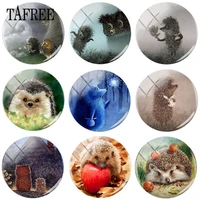 tafree hedgehog in the fog art picture glass cabochon 25 mm diy round bead jewelry for pendant necklace keychain accessories