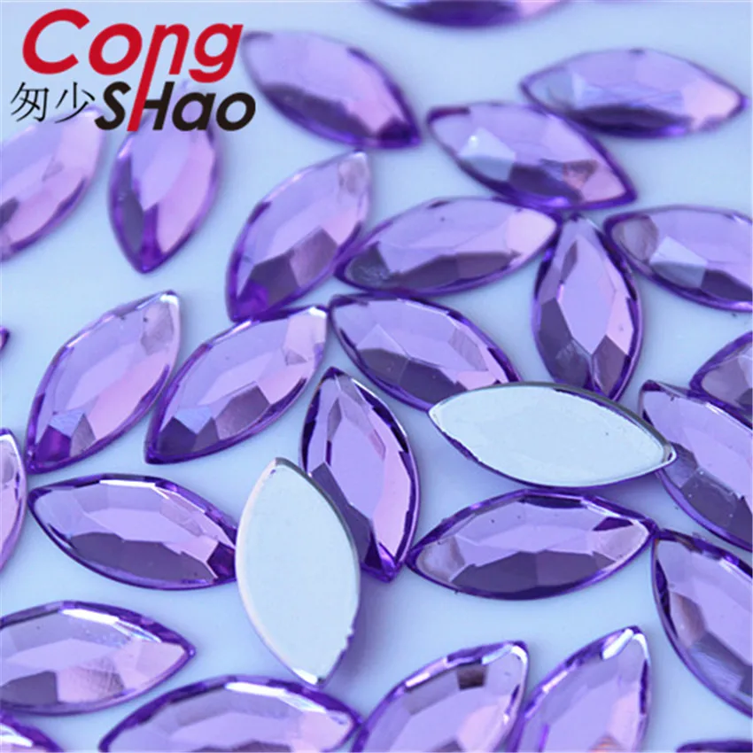 Разноцветные акриловые стразы Cong Shao 300 шт. 7*15 мм с плоской задней поверхностью
