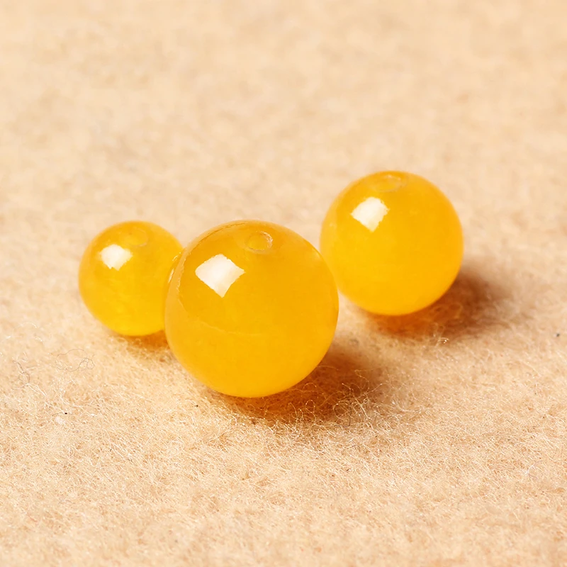 HYACINTH Round Yellow Chalcedony Beads Smooth Fashion Jewelry For Diy Bracelet Necklace Making | Украшения и аксессуары