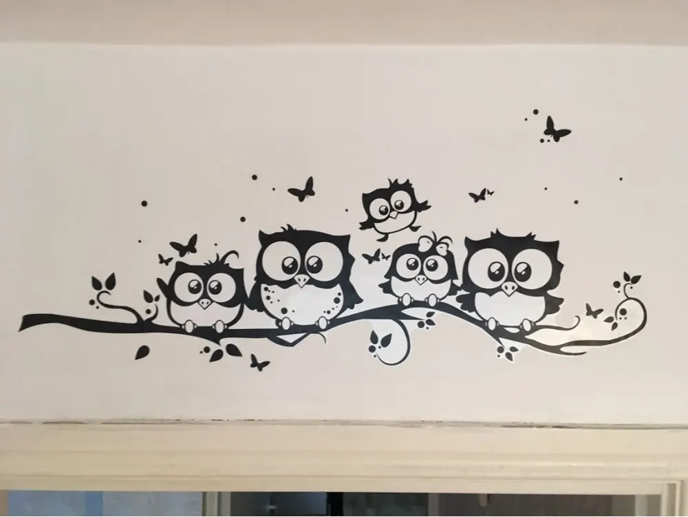 % wall sticker tree animals bedroom Owl Butterfly Wall Stickers home decor living room butterfly for kids rooms vinilos paredes | Дом и сад