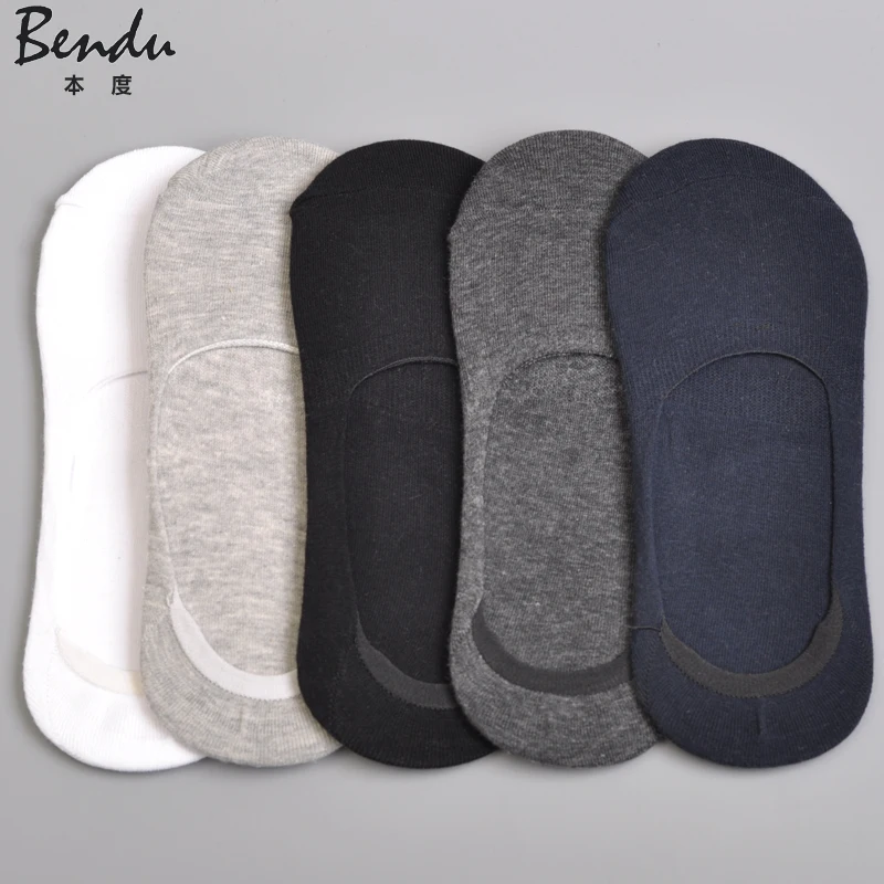 2017 Для мужчин хлопок носки невидимки Противоскользящие тапочки удобные с