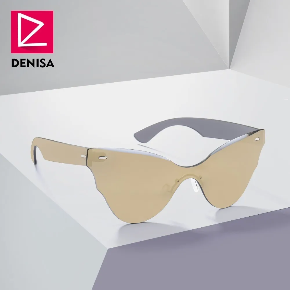 

Солнцезащитные очки женские DENISA, цельные очки кошачий глаз без оправы, 2019