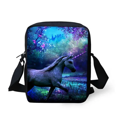 T0932E ELVISWORDS Galaxy Horse сумка-мессенджер с принтом повседневные сумки на плечо 3D единорог Женская дорожная сумка через плечо сумка Mochila Escolar - Цвет: T0932E