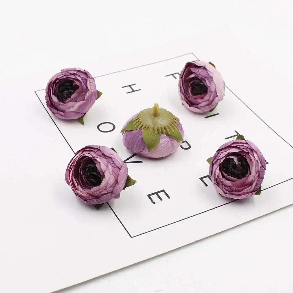 Dark purple 5 шт., высокое качество, 3 см, новинка, искусственный шелк, розовый чай, бутон, цветок, свадебное украшение, сделай сам, подарок, гирлянда, скрапбукинг, ремесла - Цвет: Dark purple