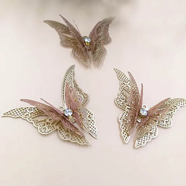 Фото Подвески в виде бабочки из филигранью 35*45 мм винтажные медные - купить
