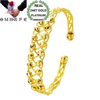omhxfc wholesale european fashion woman girl party wedding gift knitting lucky beads 24kt gold open bangles bracelets be128