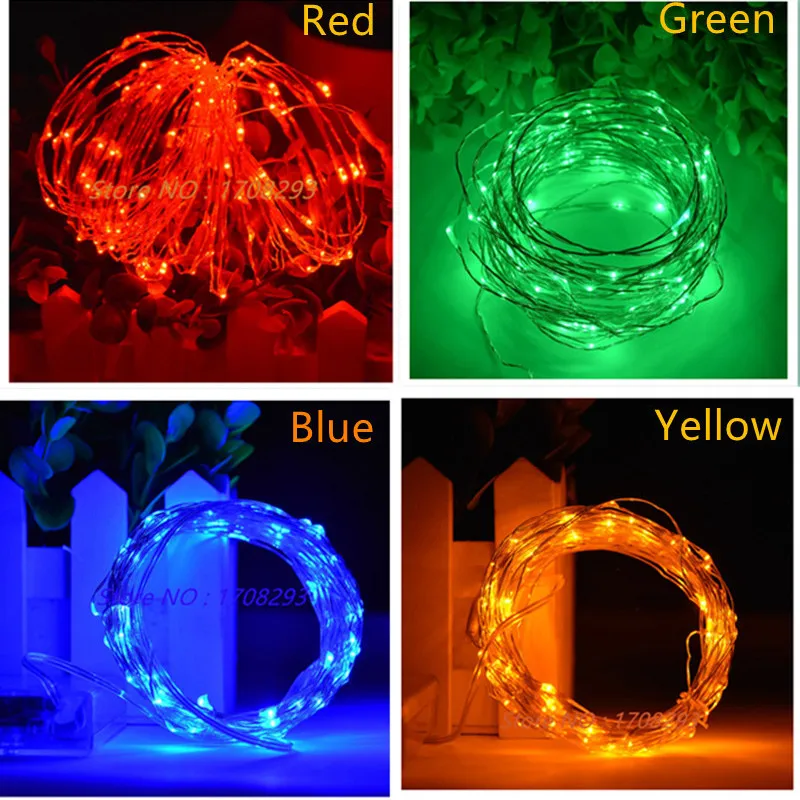 6 шт. 10 м Серебряный/медный провод теплый белый/красный/желтый светодиодные