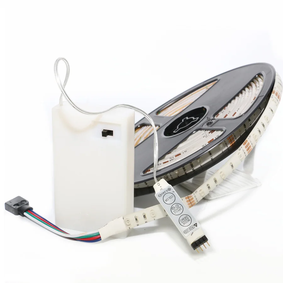 

Battery Operated 3528 RGB LED Strip Light 5V Portable Waterproof Flexible LED Tape 2835 SMD 60Led/M Night Light Chirstmas Decor