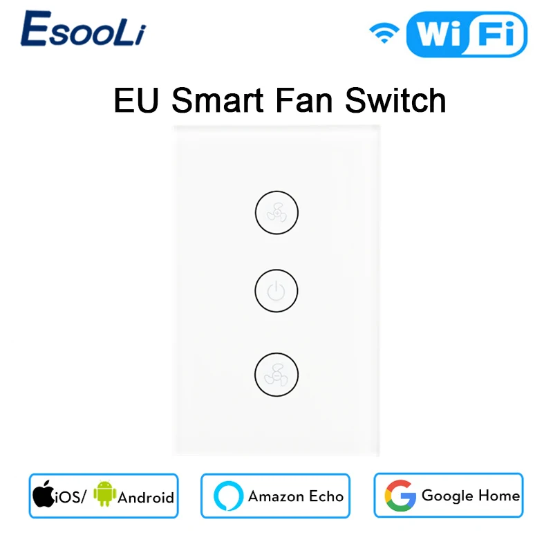 Esooli ЕС/США Tuya Smart Life WiFi умный потолочный вентилятор переключатель приложение