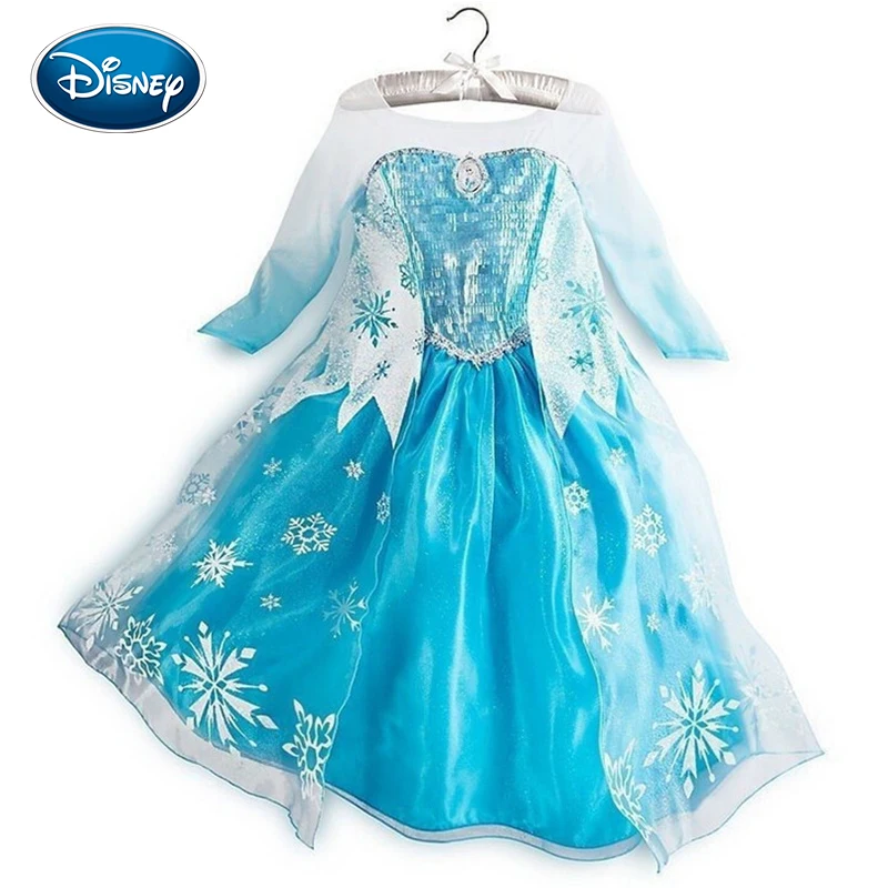Disney Snow романтичное платье мультфильм сплошного цвета принцесса взрыв детское с