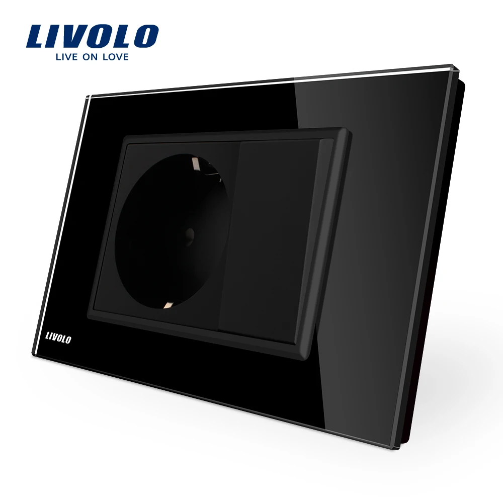 Livolo 16A настенная розетка с одним кнопочным переключателем белая/черная