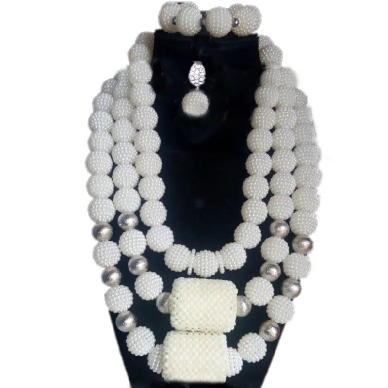 4UJewelry роскошные белые шарики Африканский Свадебный комплект ювелирных изделий