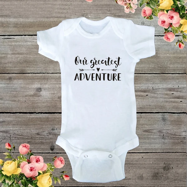 

DERMSPE Cotton Toddler Infant Baby Boys Girls Short Sleeve Cute Printed Letters Romper Adventure Jumpsuit Clothes Outfits White