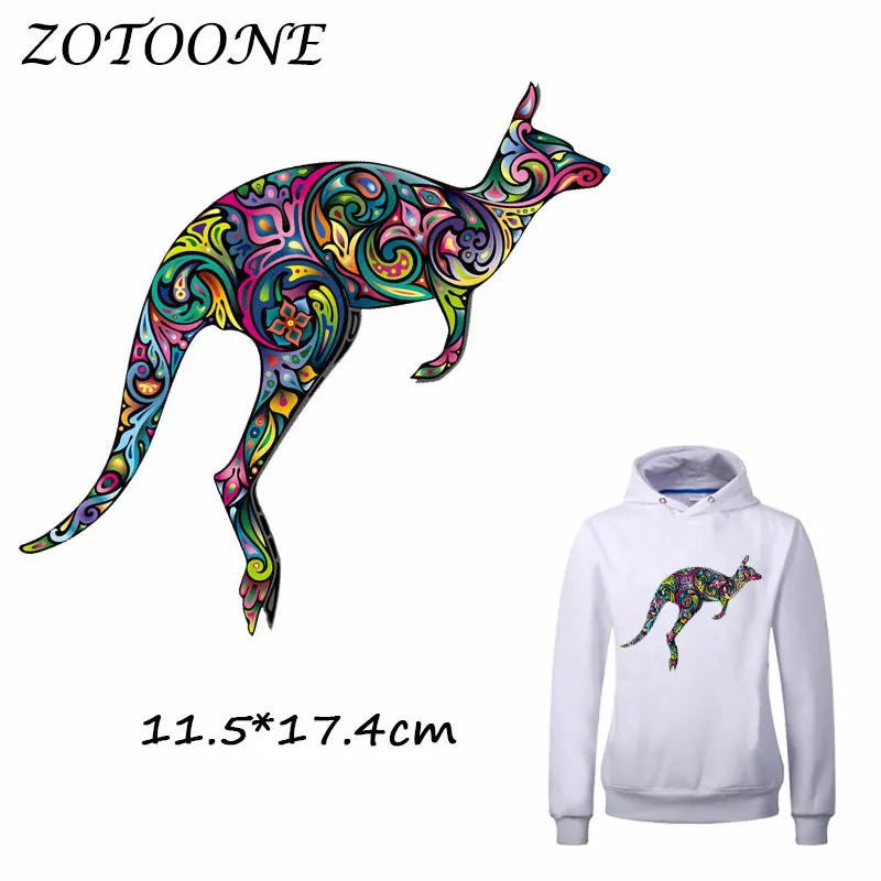 ZOTOONE Colorful Kangaroo Patch for Clothes T Shirt Ironing on Patches Stickers DIY Heat Transfer Accessory Washable Appliques C | Дом и сад