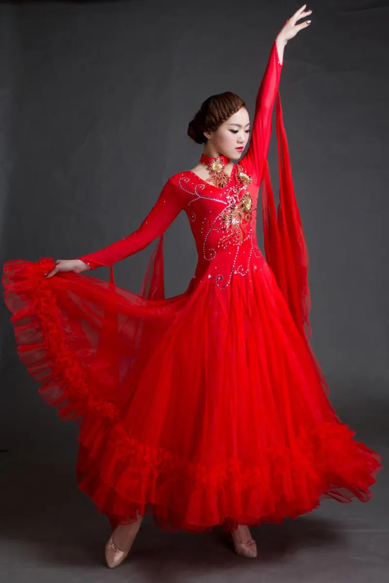 Стандартный Костюмы для бальных танцев платье Для женщин 2018 новый