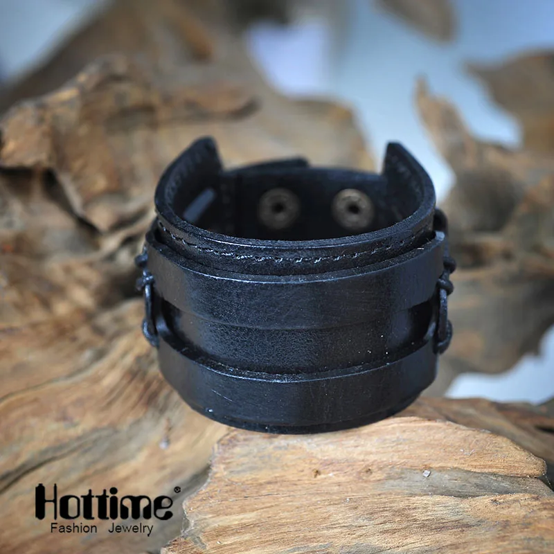 Женский винтажный браслет Hottime модный из натуральной кожи с пряжкой сплава|charm