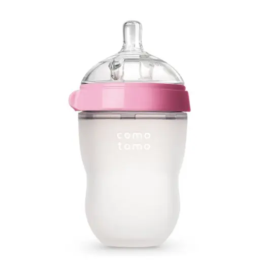 1 Pink 250ML Силиконовая Детская Бутылочка зеленый/розовый 5 унций и 8 унций детские бутылочки 2 упаковки BPA бутылка для детей - Цвет: 1 Pink 250ML