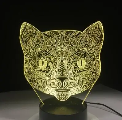 Cat 9 7 цветное кошачье 3D лампа акриловый светодиодный ночной светильник USB сенсорный Сенсор светильник дети милый ночной светильник Спальня светильник подарки для детей - Испускаемый цвет: Cat 9