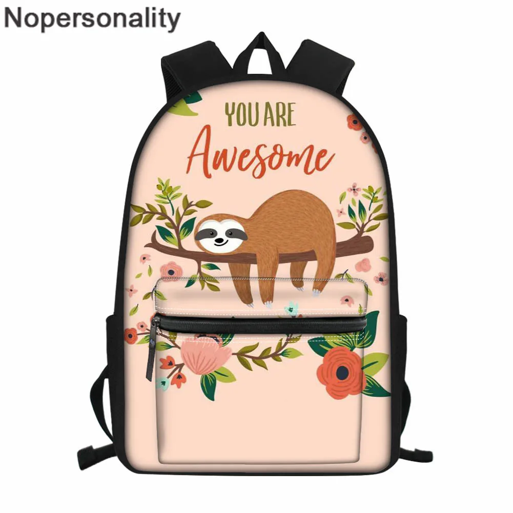 Детский рюкзак Nopersonality для девочек женский с цветочным принтом Ленивца классная