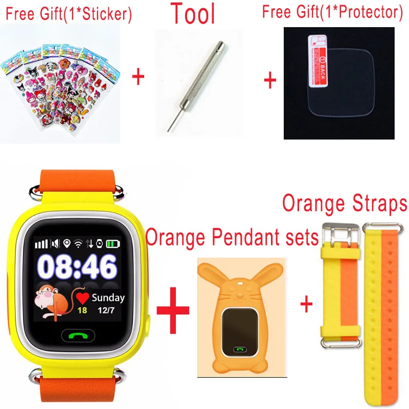 add Pendant Strap O Q90 gps телефон позиционирования Детские часы с Wi-Fi SOS смарт детские часы анти потеря монитор трекер PK Q80 Q50 Q60 - Цвет: add Pendant Strap O