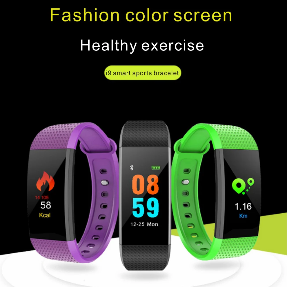 I9 умный Браслет Водонепроницаемый браслет Фитнес трекер крови Давление