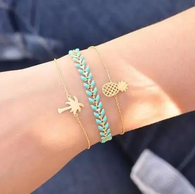 Летний браслет femme летний комплект pulsera mujer bransoletki damskie pulseira Шарм Золотой чешские