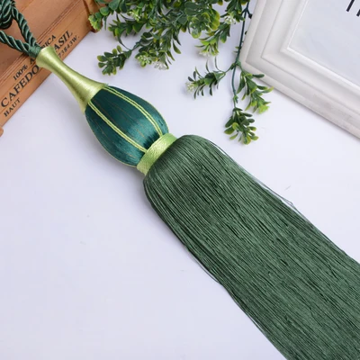 Dark green 2 шт., новинка, занавески с кисточками, бахрома, подхваты, ремни, подвесной ремень, аксессуары для шариковых штор, кисточки, застежка, держатель для штор - Цвет: Dark green