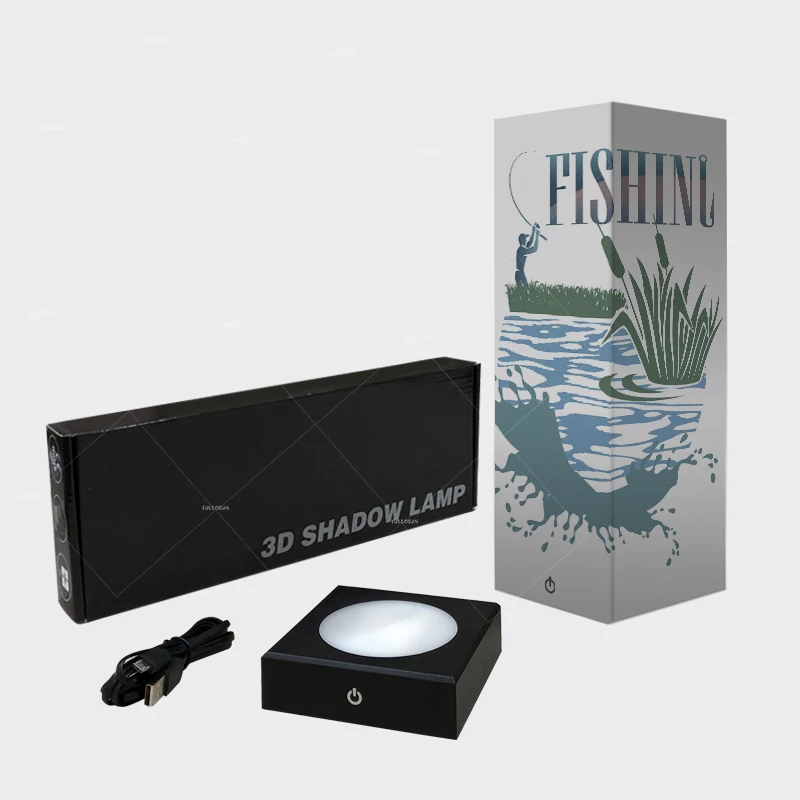 Fishing Addiction 3D Go Night Light LED Table Desk Lamp paper ABS Base USB Charger Home Decoration Toy Brithday Xmas Kid | Освещение
