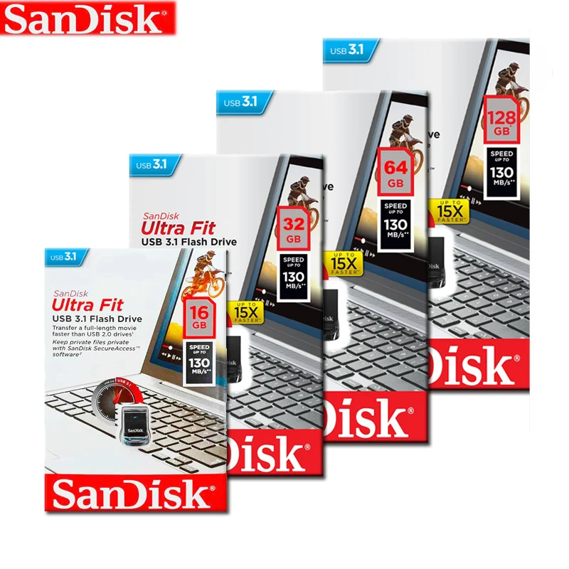 Флэш накопитель USB SanDisk Ultra Fit CZ430 16 ГБ 32 64 128 мини флэш 3 1 флешка диск