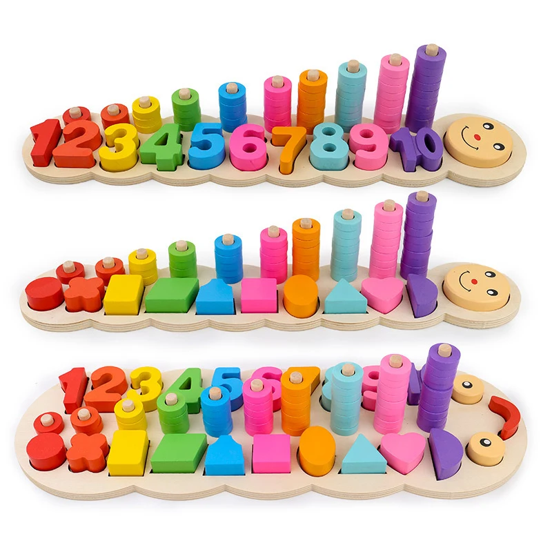

Wooden Multicolor Practice Safe Material Caterpillar Digital Learning Board Beautiful Multi-Function Logarithmic Plate Toys