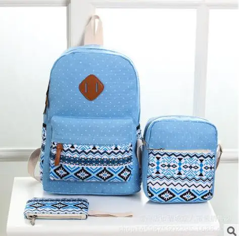 sky blue WENYUJH рюкзак 3 шт./компл. Для женщин школьные женские школьные сумки, школьные рюкзаки для девочек-подростков Sac A Dos Студенческая книжная сумка рюкзак Backbag - Цвет: sky blue