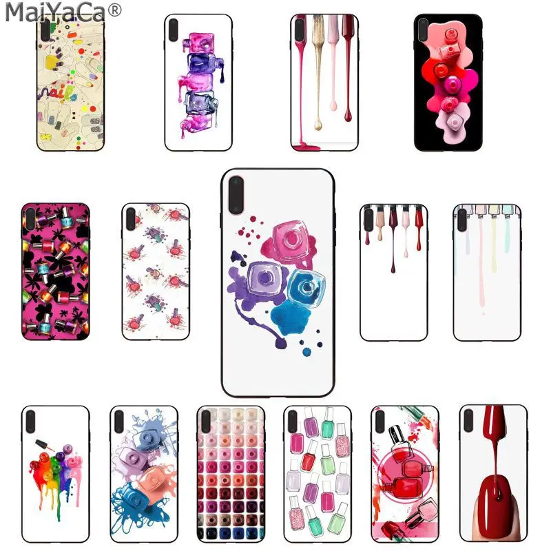 

MaiYaCa Art Multicolored Nail Polish Bottle Set Smart Phone Case for Apple iphone 11 pro 8 7 66S Plus X XS MAX 5S SE XR