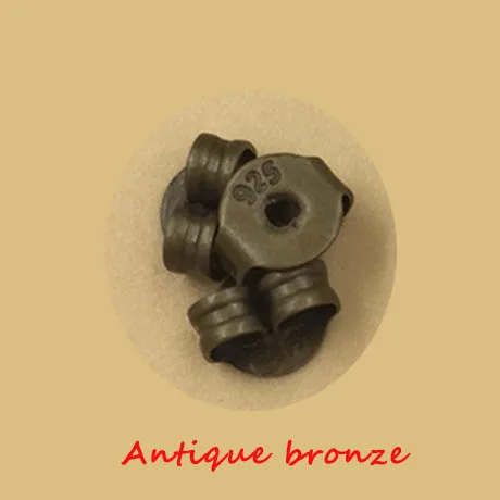 Antique Bronze 200 шт 4 мм 925 логотип цветок серьги сзади золото/серебро для изготовления ювелирных изделий Ушные Шпильки заглушка Diy фиксатор для серег фурнитура поставщика - Цвет: Antique Bronze