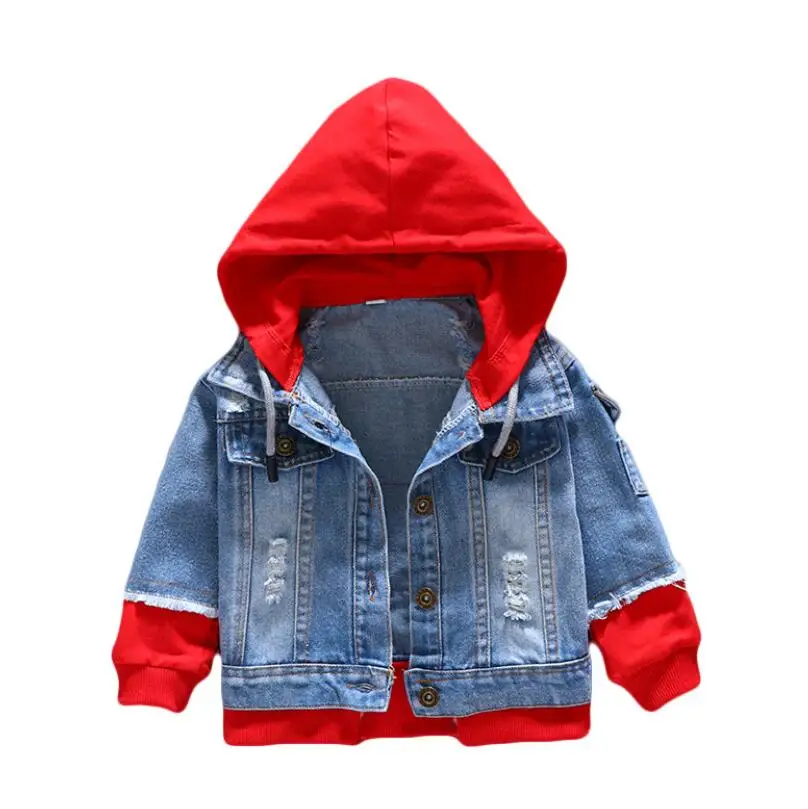 Boy girl Denim Jackets kids jeans coat Children splice Outerwear clothing Spring Autumn boy hooded sport Clothes For 1-6T | Детская