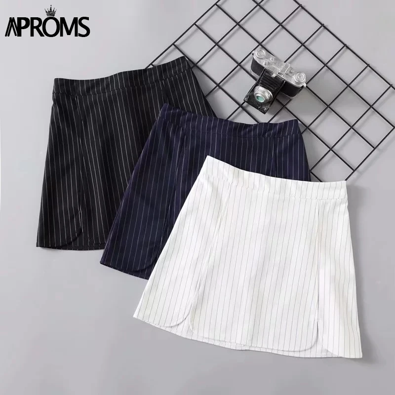 Aproms, корейский стиль, черная короткая мини-юбка в полоску, женская летняя сексуальная уличная юбка-карандаш с молнией сзади, Женская юбка с высокой талией