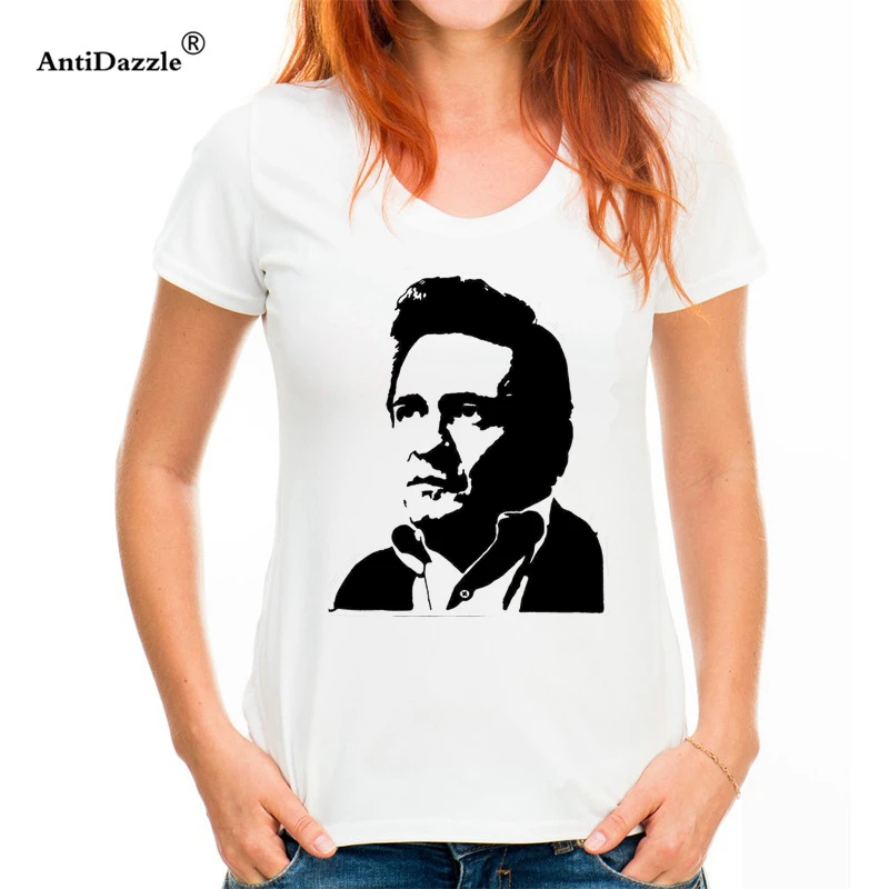 Antidazzle Лето 2017 г. Женская Johnny Cash рок Musica Bianca дизайн футболки Высокое качество