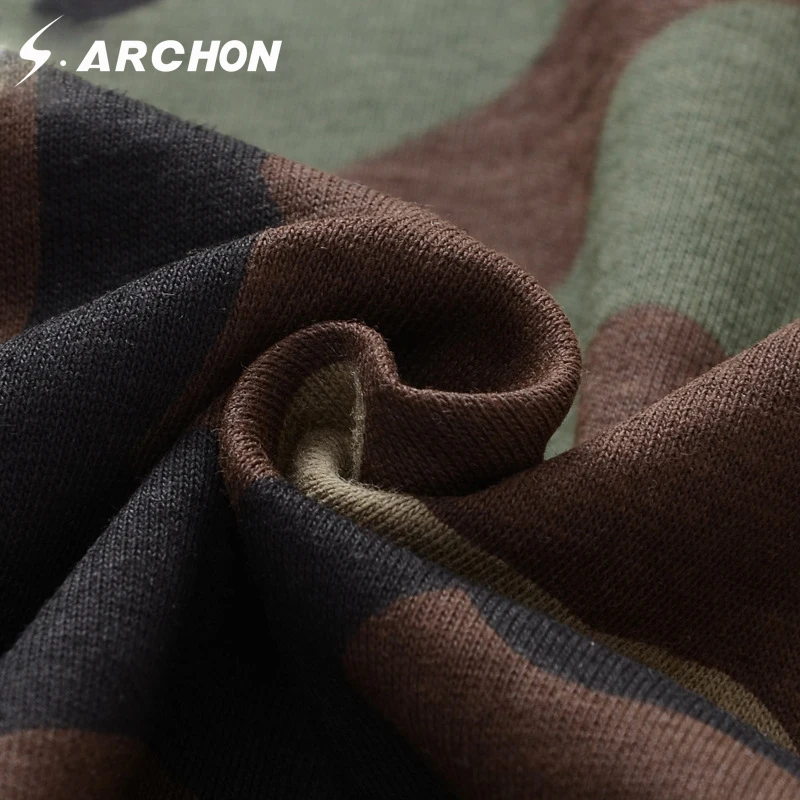 Тактическая армейская футболка S.ARCHON мужская хлопковая камуфляжная дышащая