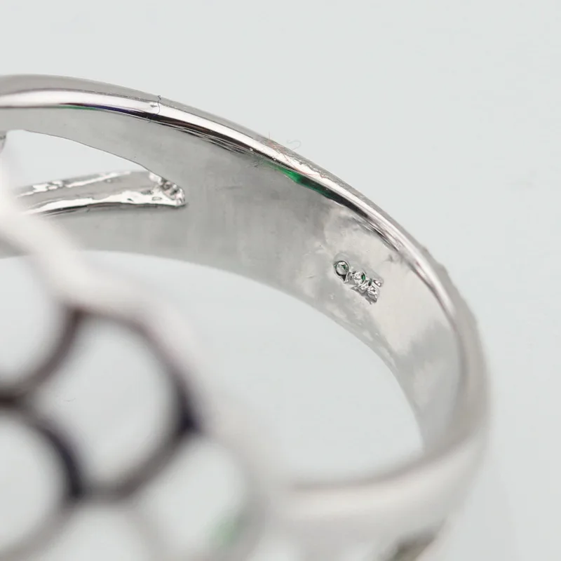 WPAITKYS Huge Oval Green Cubic Zirconia Silver Color Ring For Women Distinctive Crystal Jewelry Size 6 7 8 9 10 Free Gift Box | Украшения и