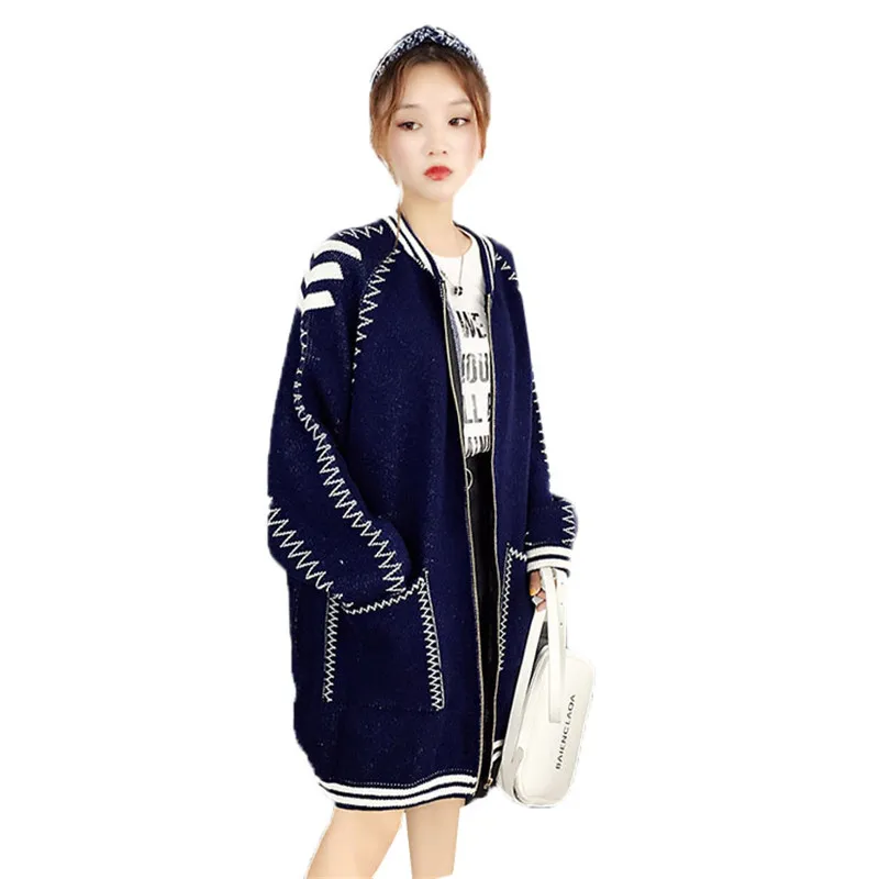 Medium Long Women Knitted Cardigan Autumn New Loose Large Size Sweater Coat 2019 Spring Casual Female Knitwear Tops Jacket FC106 |