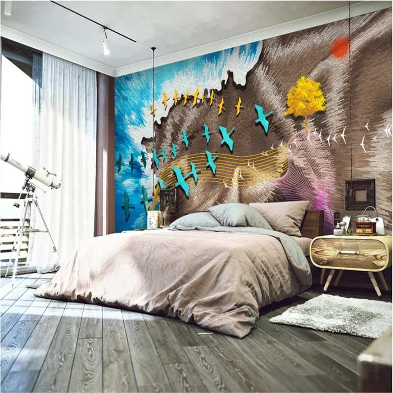 

Home Improvement Wall Paper 3D Postmodern Colorful Abstract Geometric Lines Mural Wallpapers for Living Room Bedroom Walls 3D