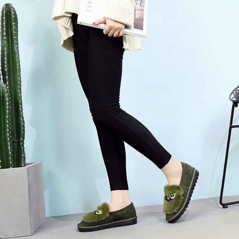 Забавная плюшевая обувь на плоской подошве с аппликацией в виде совы женские