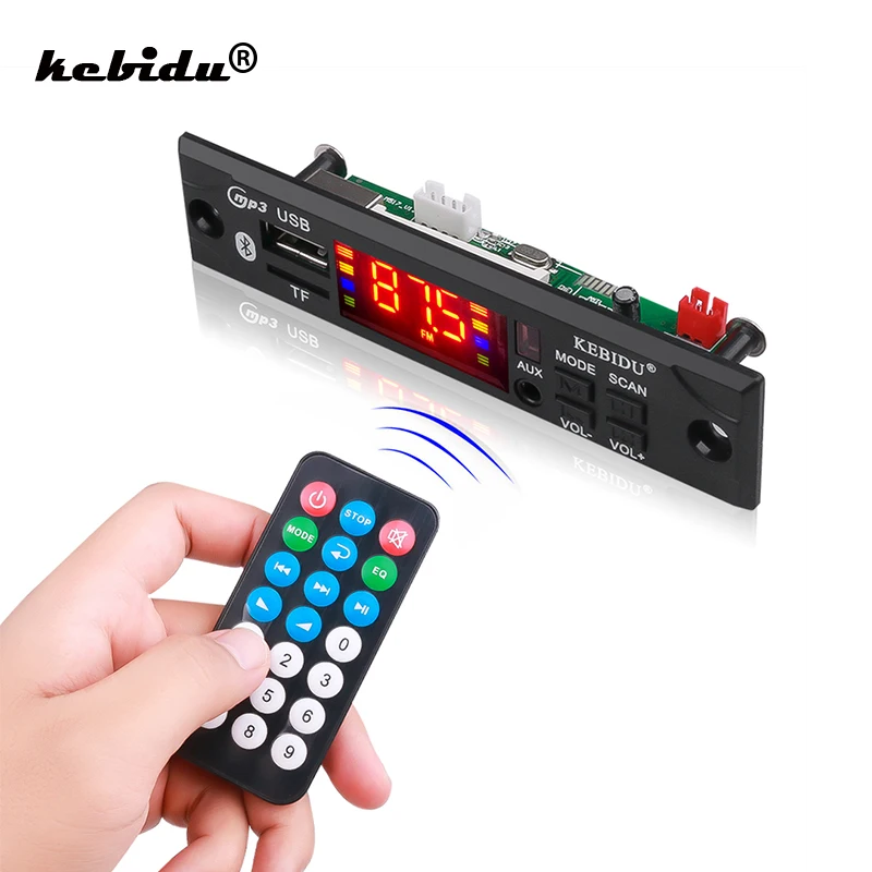 kebidu Wireless Bluetooth Decoder Board Module MP3 WMA WAV AUX 3.5MM Car Audio MP3 Player USB TF FM Decoder Board With Remote