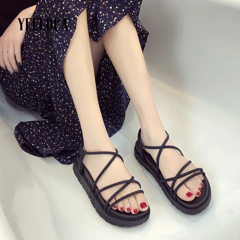 Сандалии YEELOCA женские на плоской подошве римские повседневные пляжные босоножки
