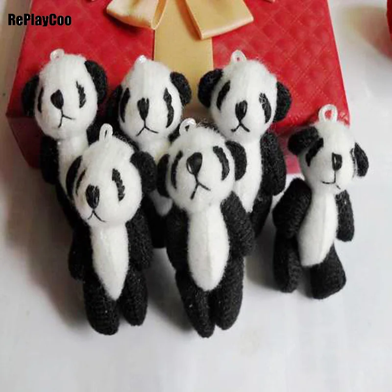 

50pcs/lot Mini pandas Stuffed Plush Toys 4.5cm Small panda Stuffed Toys Pendant Kids Birthday Gift Party Decor