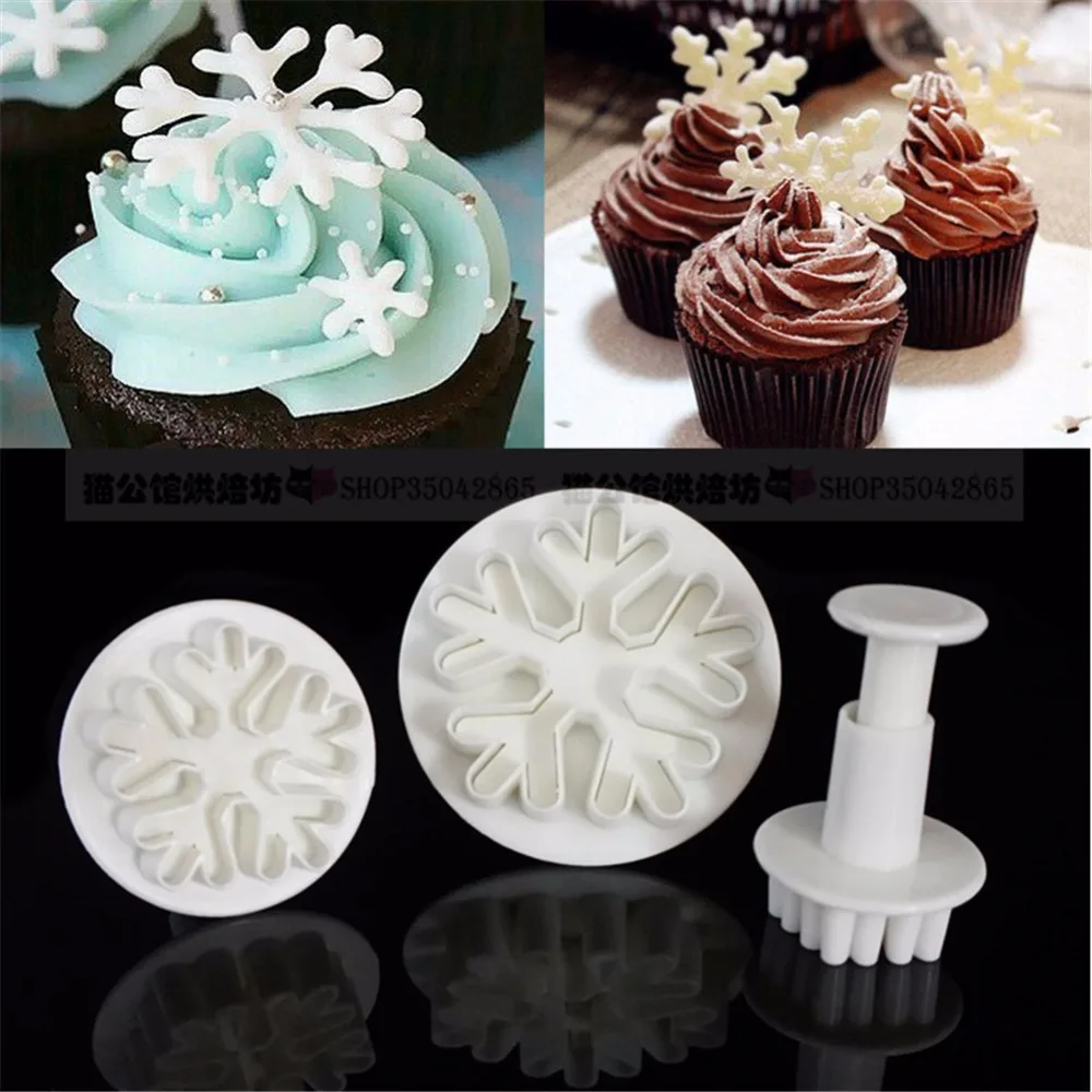 3 шт./компл. Снежинка Fondant(сахарная) выдавливатель для украшения тортов форма-вырубка для мастики приспособления для выпечки своими руками Рождественские Формы для украшения торта инструмент