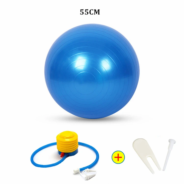 55CM Blue Спортивные мячи для йоги, бола, Пилатес, фитнес-мяч, упражнения, тренажерный зал, фитбол для баланса, упражнения, Пилатес, тренировки, массажный мяч с насосом 45-85 см - Цвет: 55CM Blue