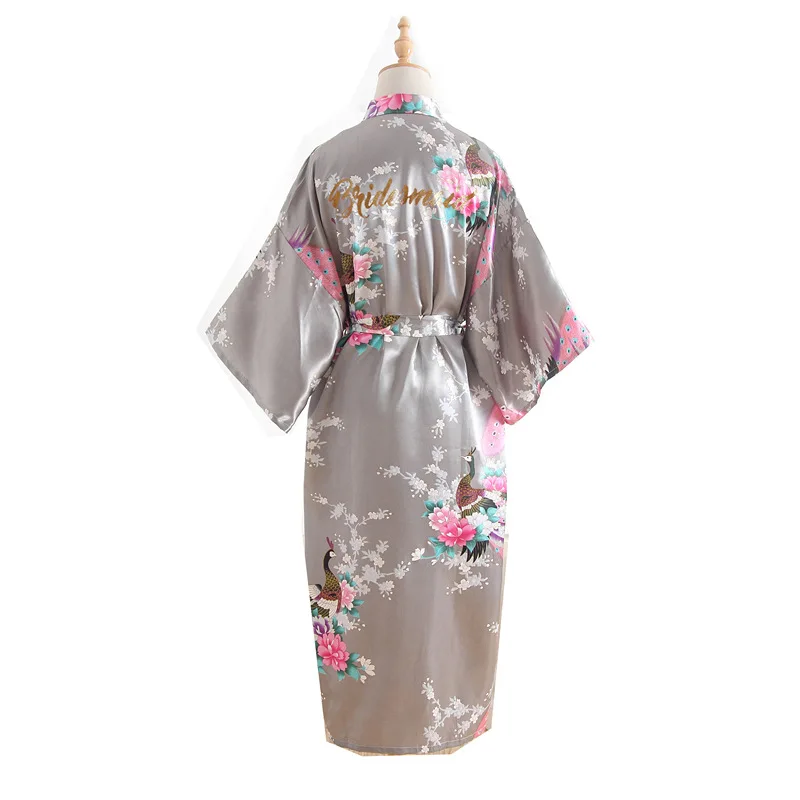 &quotBridesmaid &quot Letter peacock Women Robe Bride Bridesmaid Wedding Kimono Long Robes Sleepwear Nightgown Dress Bathrobe Pajamas |