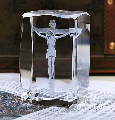 

BEST present -Jesus Christ cross 3D Crystal Image Decoration