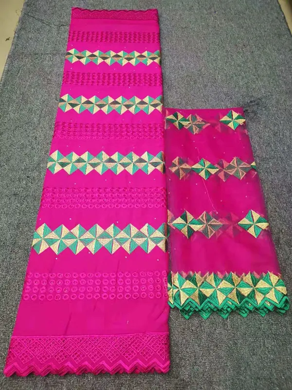 5 ярдов + 2 индийская хлопчатобумажная кружевная ткань 2019 с блузкой синий цвет